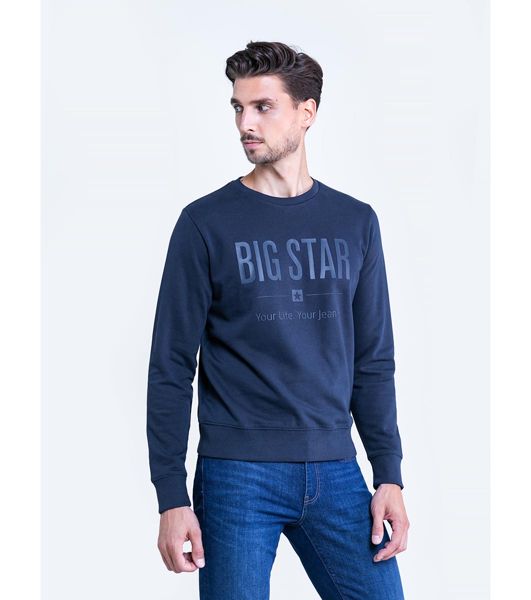 Bluză sport bărbătească din bumbac albastru-închis - Haine - Big Star - lumea modei - Bluze mâneci lungi